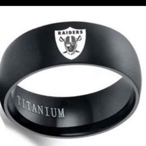 Beautiful Black Titanium Mens Raiders Wedding Band